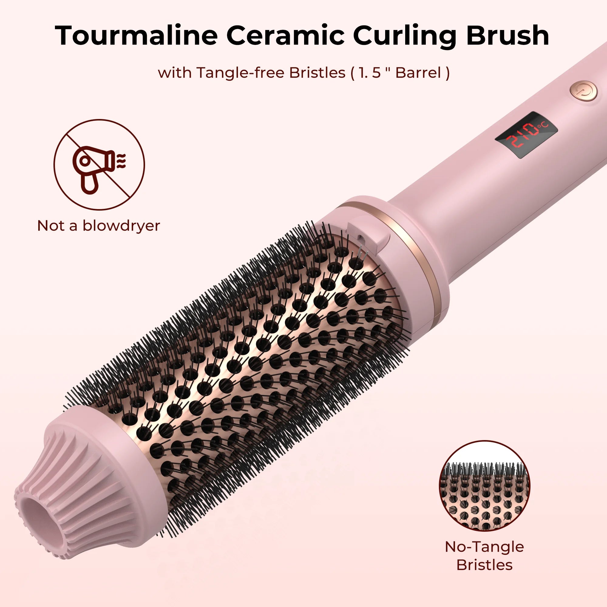 1.5 Inch Ceramic Thermal Brush - 3-in-1 Ionic Heated Round Brush for Curling & Volumizing