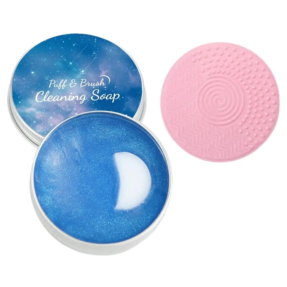 Solid Makeup Brush Cleaner Soap with Silicone Scrubbing Mat