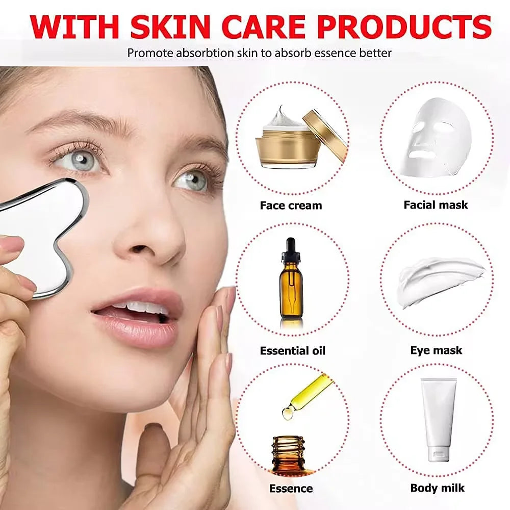 Stainless Steel Gua Sha – Professional Facial Massager & Lifting Tool
