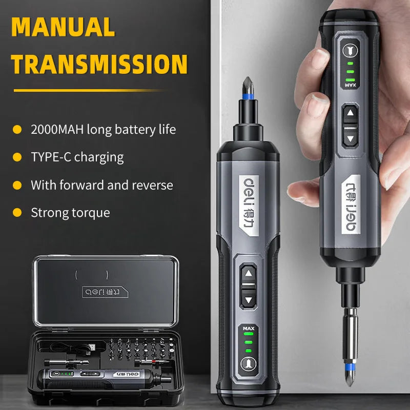 Deli Mini Precision Electric Screwdriver Set - 2000mAh USB Rechargeable