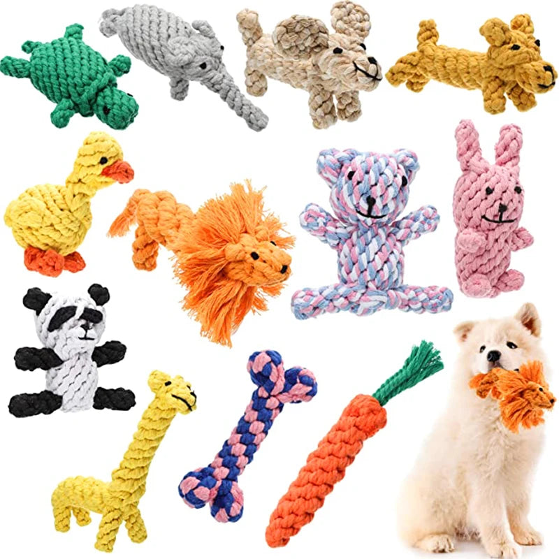 Durable Cartoon Animal Cotton Rope Chew Toy for Dogs