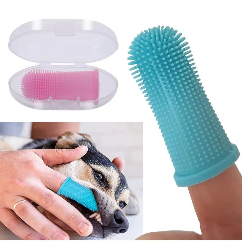 Super Soft Silicone Pet Finger Toothbrush Set with Hygiene Case
