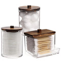 Clear Bathroom Organizer Set for Q-Tips and Cotton Swabs