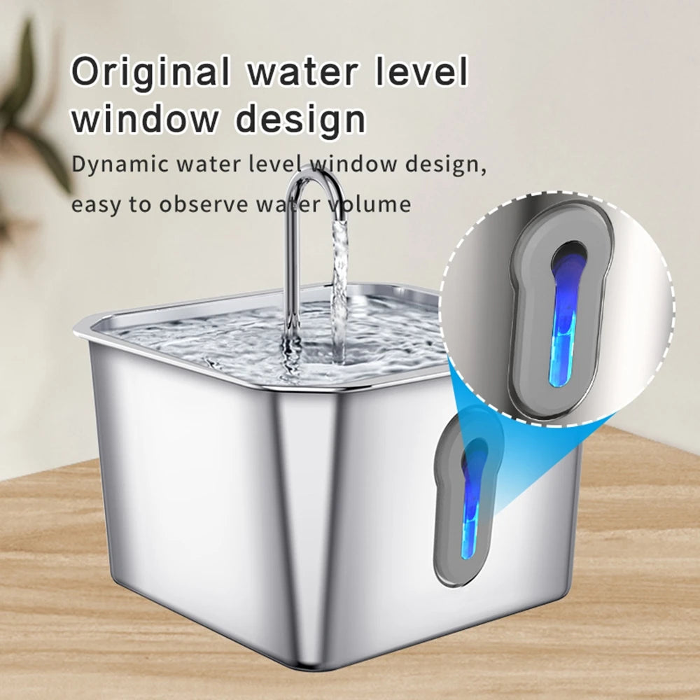 Ultra-Quiet Stainless Steel Automatic Cat Water Fountain (4L)