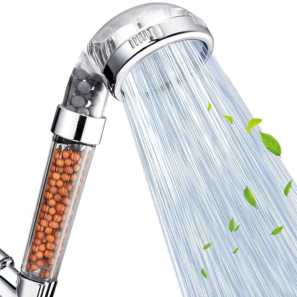 High-Pressure Ionic Filtered Shower Head with Mineral Beads