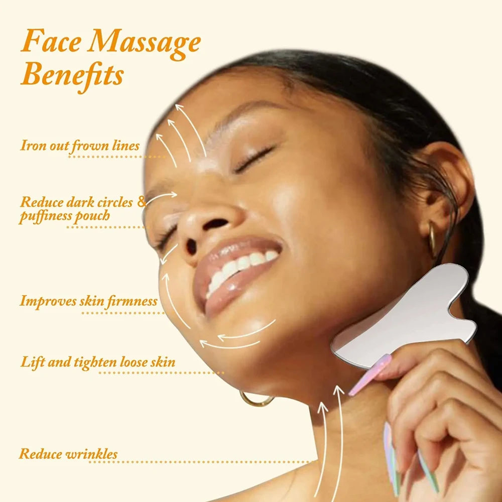 Stainless Steel Gua Sha – Professional Facial Massager & Lifting Tool