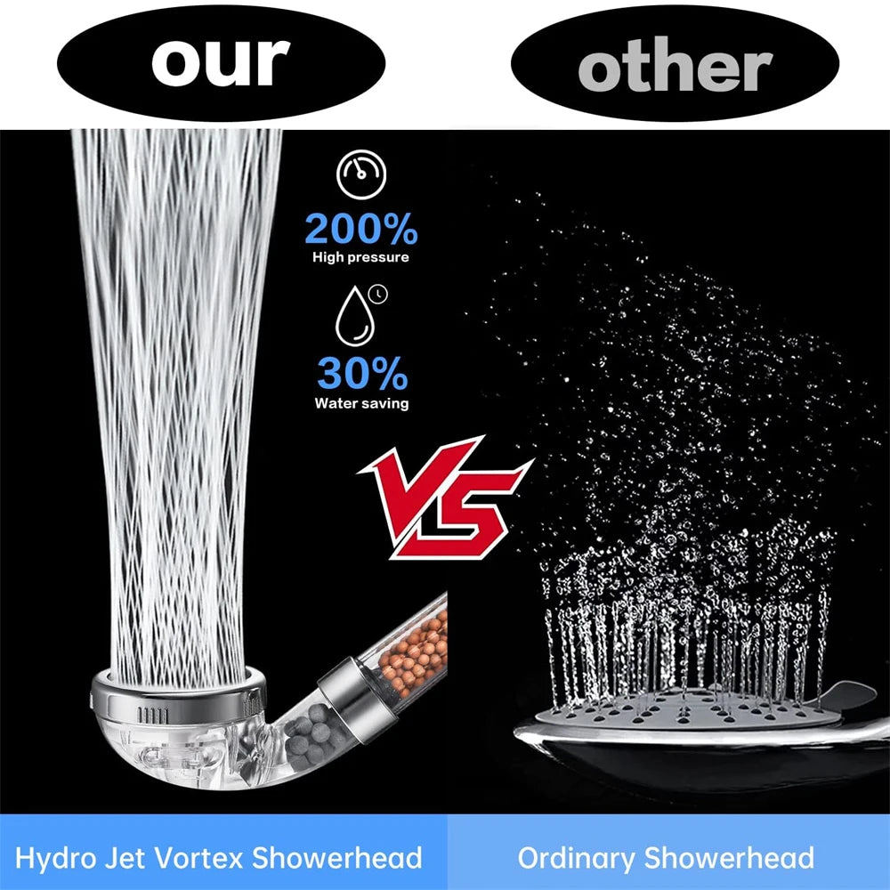 High-Pressure Ionic Filtered Shower Head with Mineral Beads