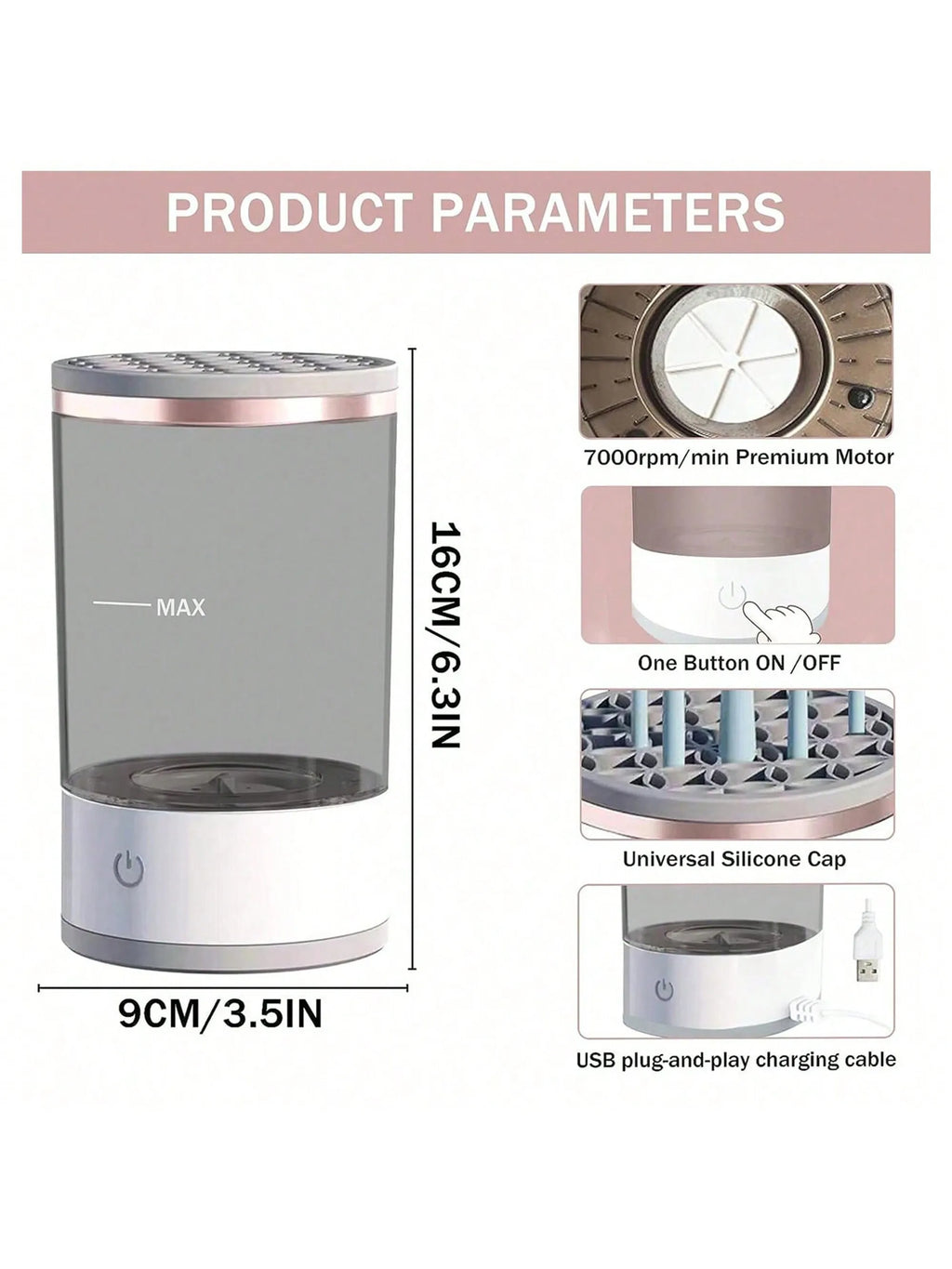 Automatic Electric Makeup Brush Cleaner - Spin & Dry Cleaning Machine
