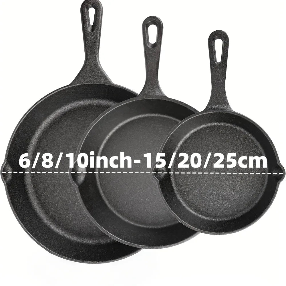 3-Piece Pre-Seasoned Cast Iron Skillet Set (Set de 3 sartenes de hierro fundido curados)
