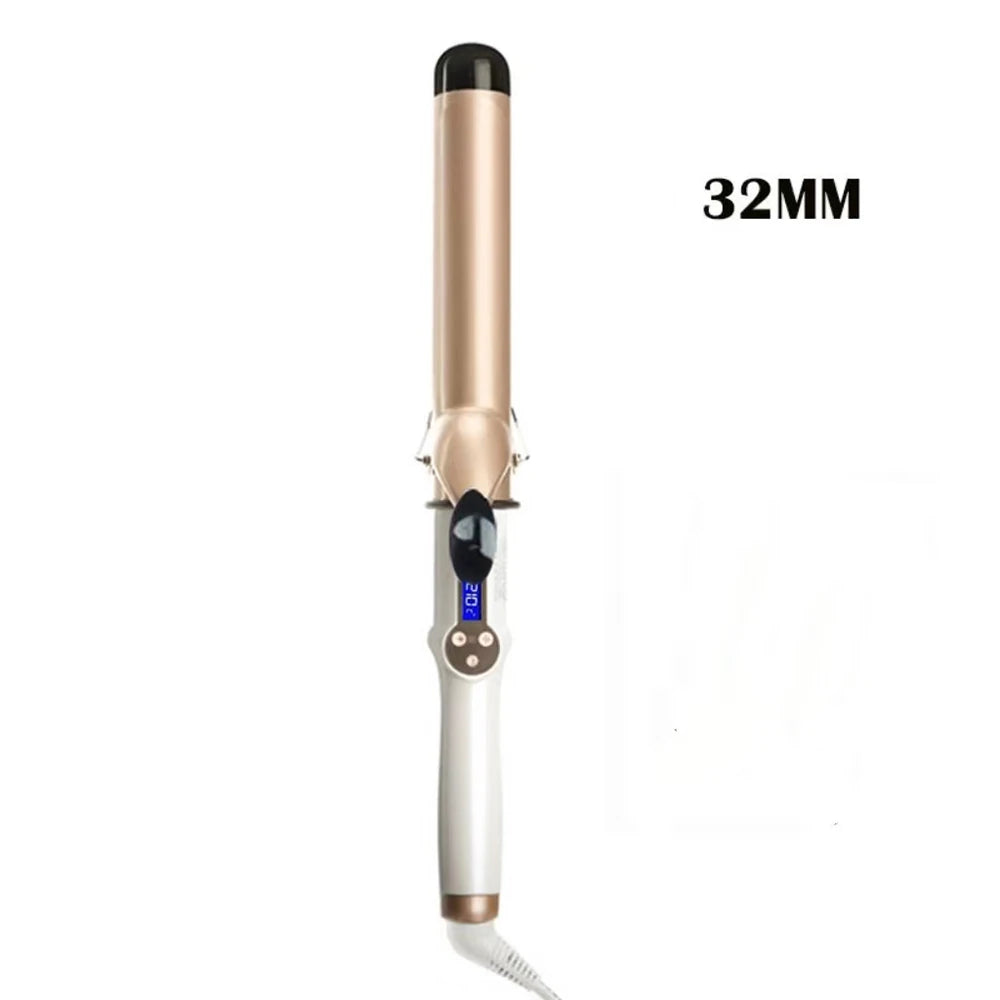 Professional Ceramic Hair Curling Iron - Multiple Sizes (9mm to 38mm) - Electric Salon Styling Wand with LCD Temperature Control
