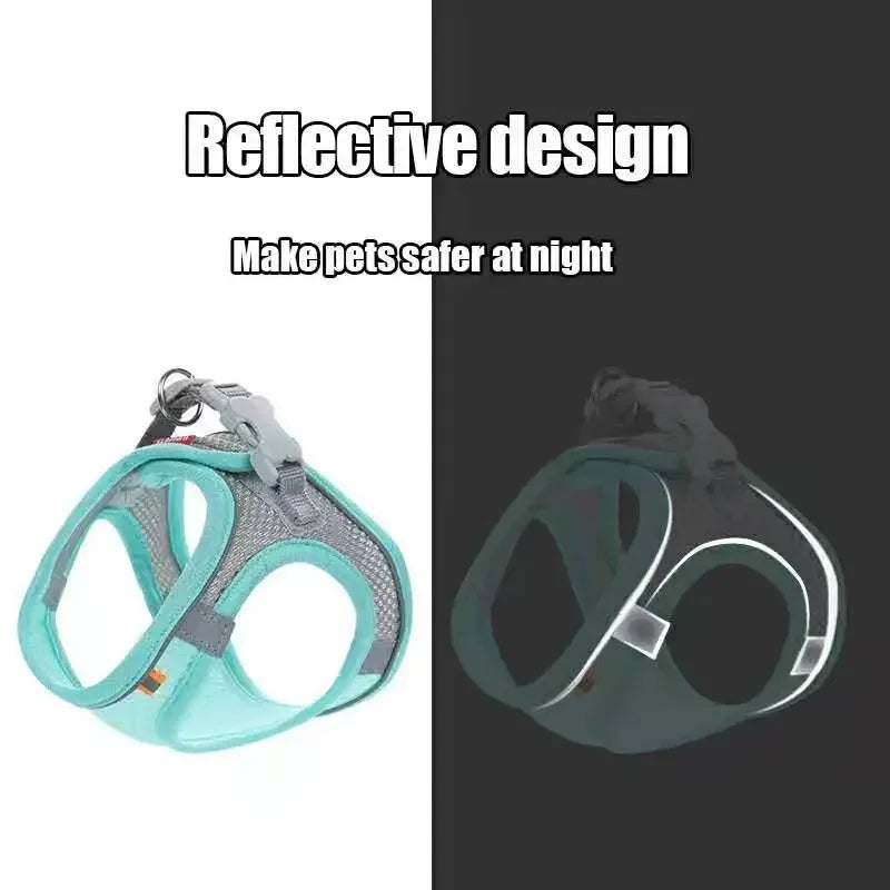 Reflective Breathable Mesh Pet Harness and Leash Set