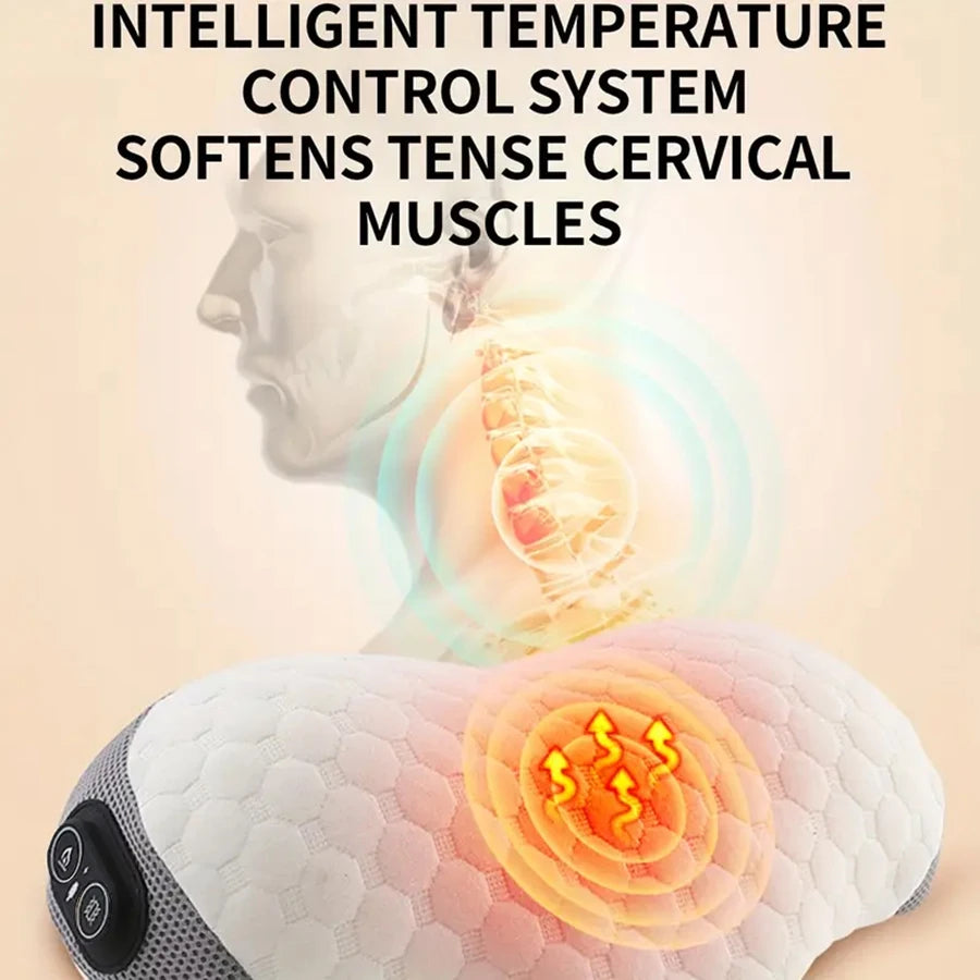 Heated Memory Foam Neck & Lumbar Massage Pillow - USB Powered