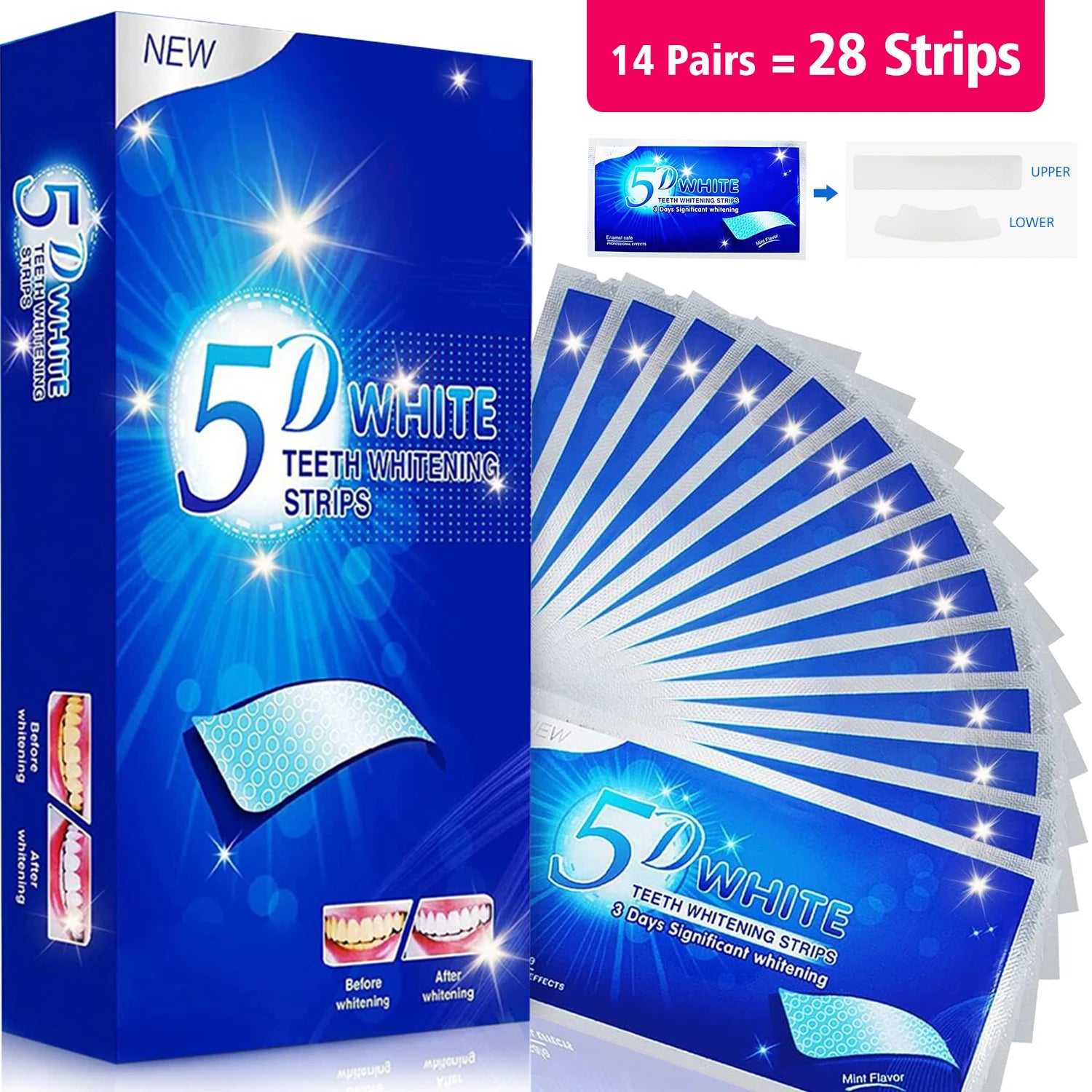 Teeth Whitening Strips - Reduced Sensitivity Brightening Kit