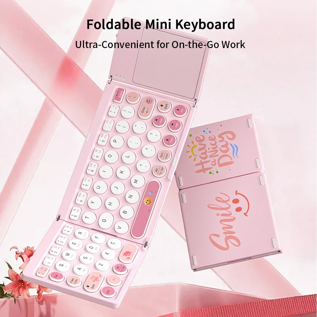 GEEZER Cute Portable Bluetooth Keyboard - Foldable & Multi-Device Wireless Keyboard for iPad, Laptop & Phone
