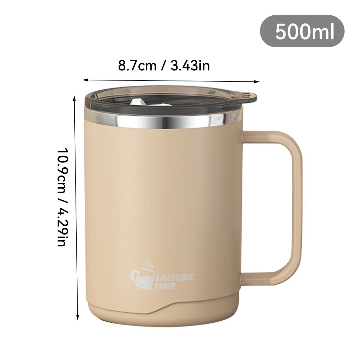 WORTHBUY Insulated Stainless Steel Coffee Mug with Handle (500ml)