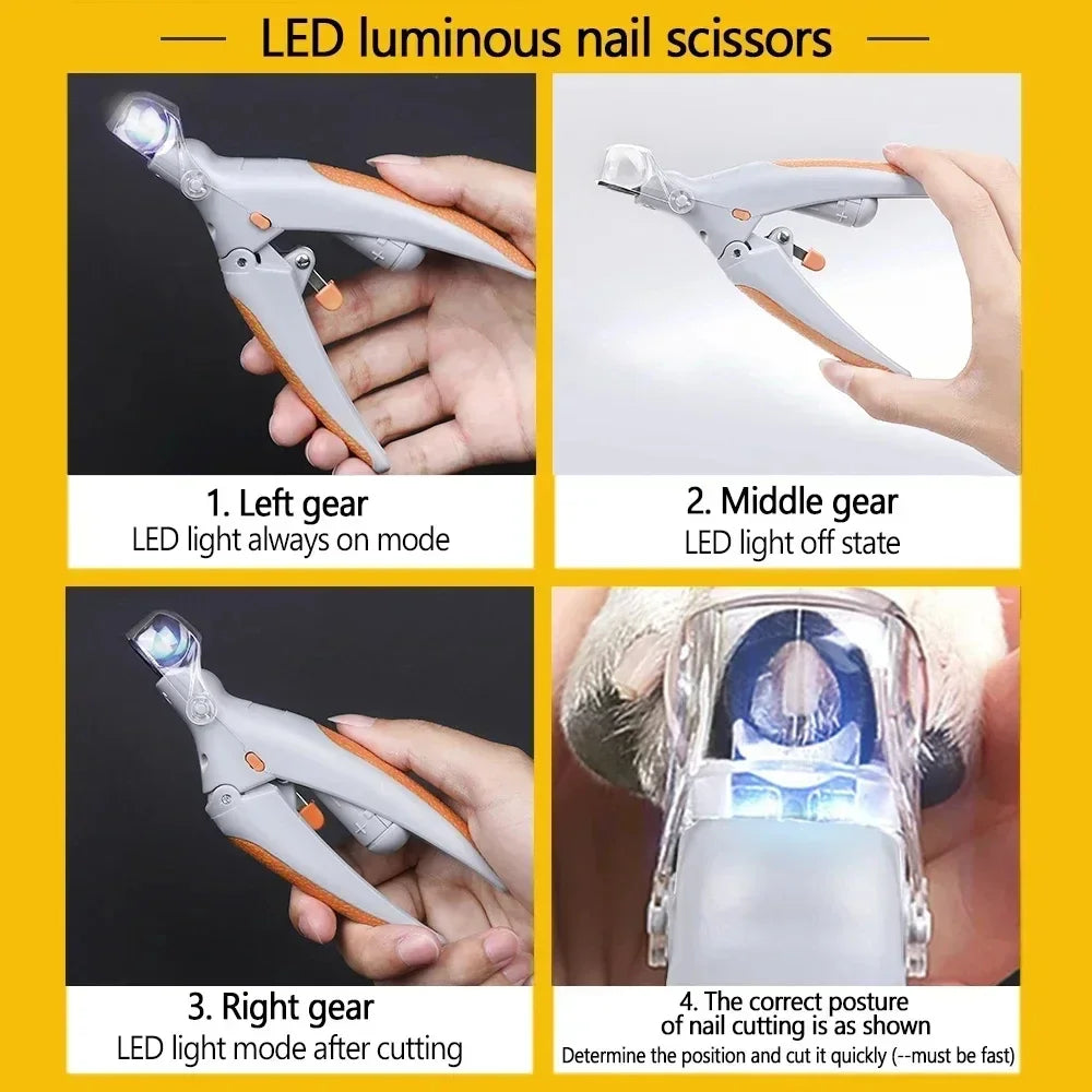 Professional LED Light Pet Nail Clipper with Safety Guard