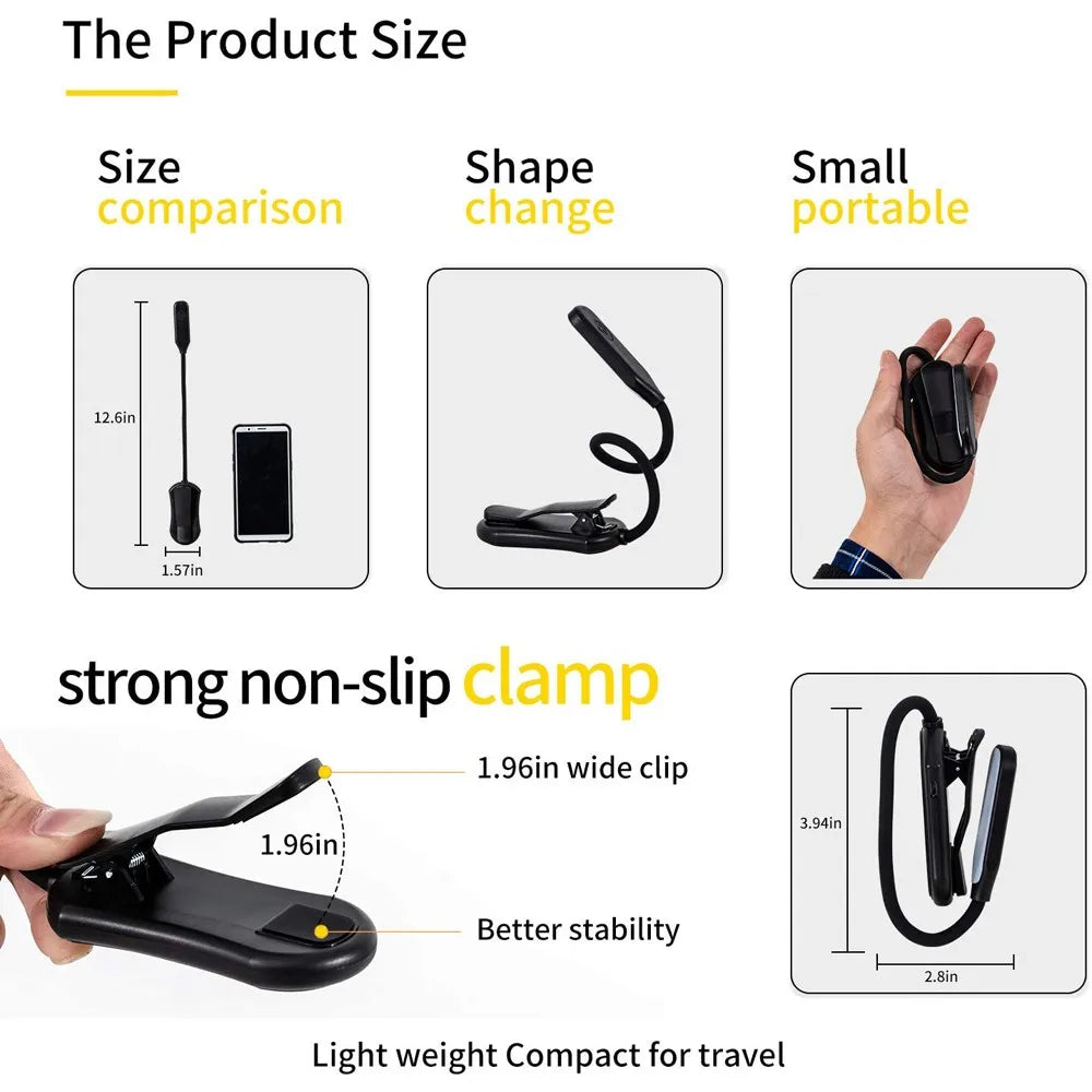 LuminaRead: Rechargeable 3-Mode LED Book Light