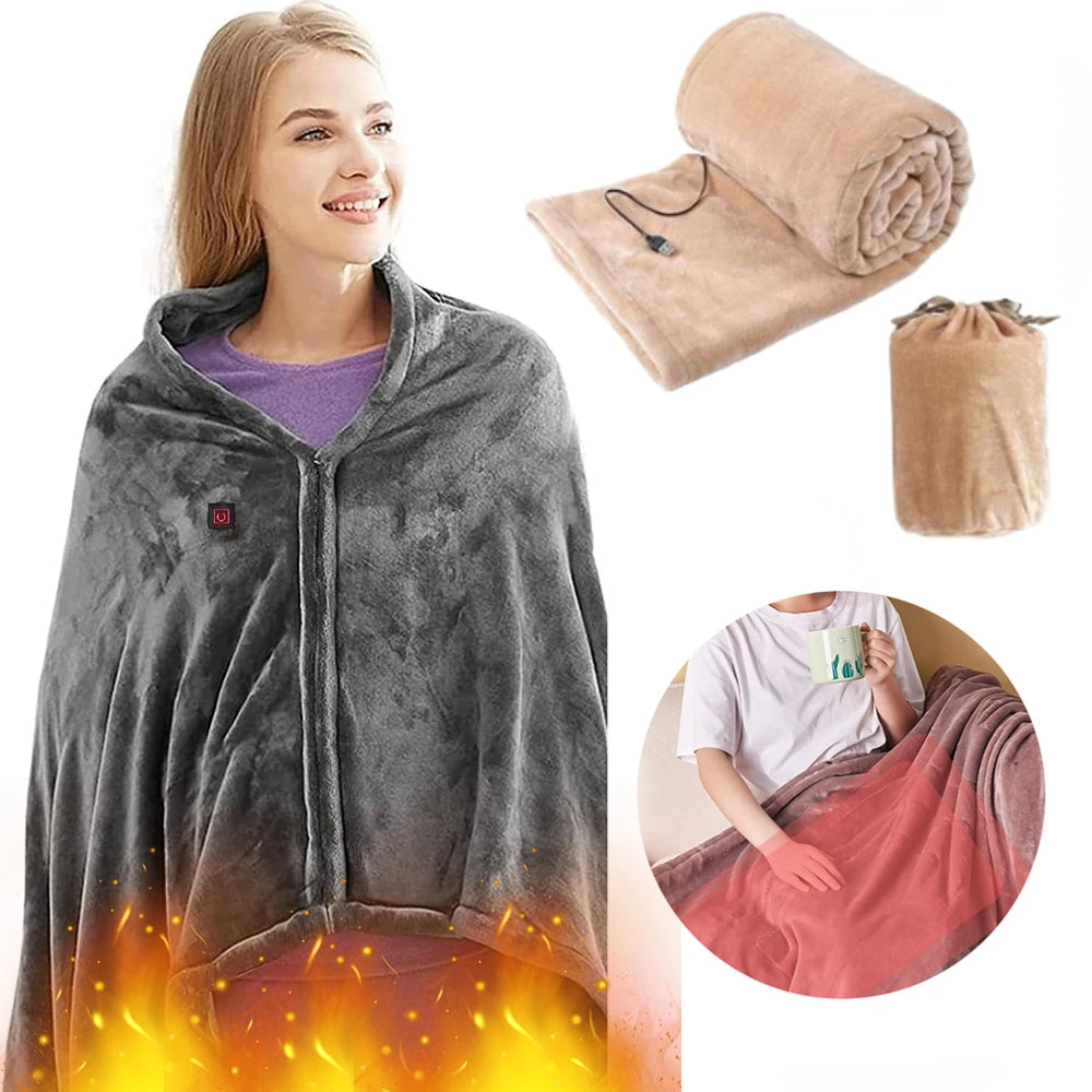 Portable USB Electric Heated Blanket & Wearable Shawl