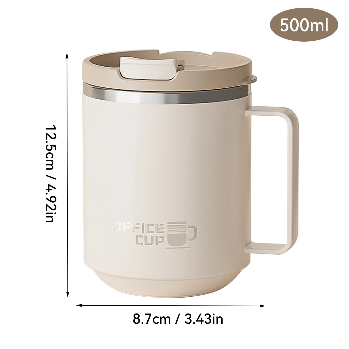 WORTHBUY Insulated Stainless Steel Coffee Mug with Handle (500ml)