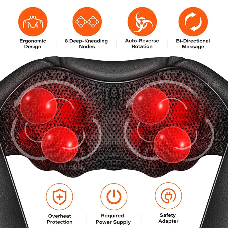 4D Shiatsu Neck & Shoulder Massager with Deep Tissue Heat
