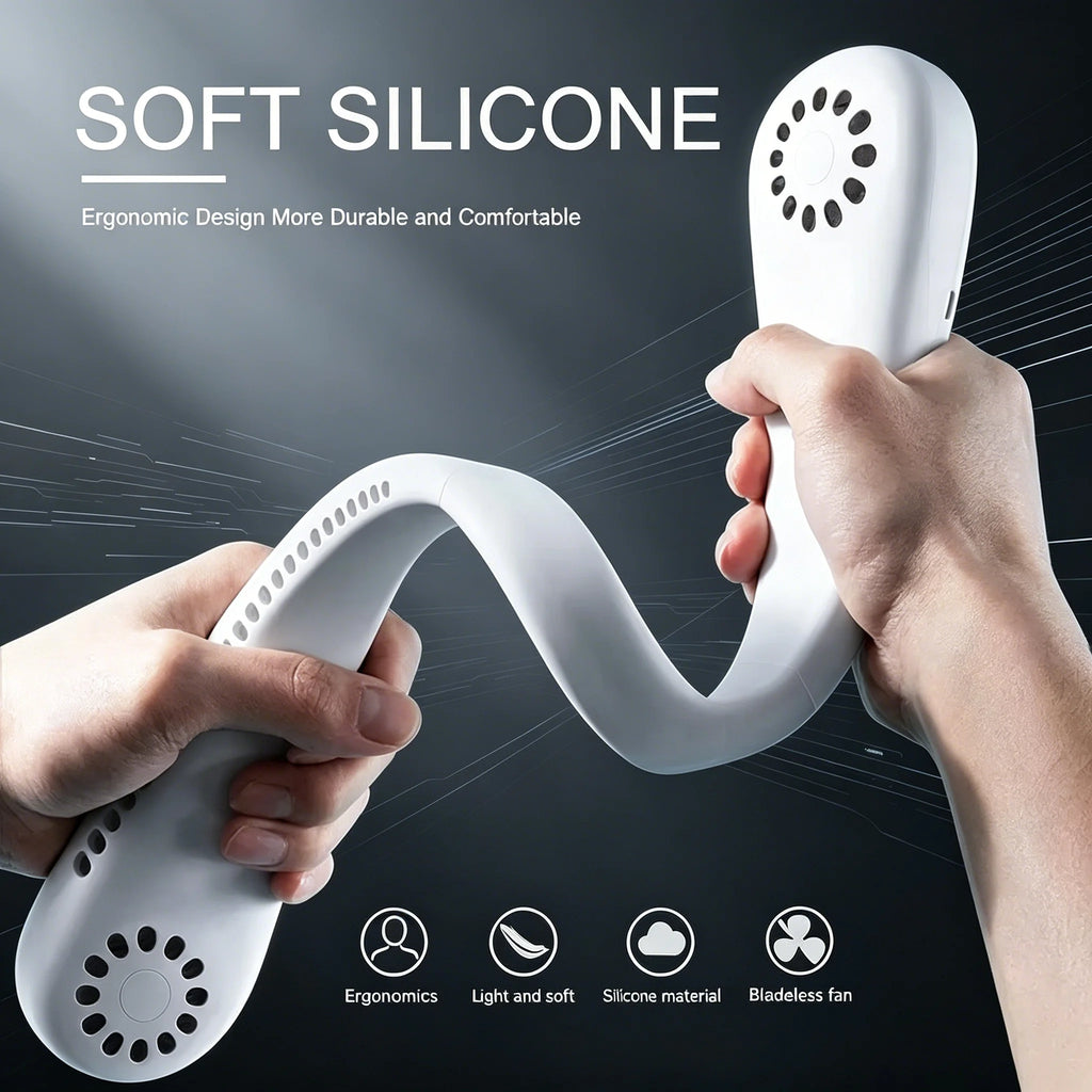 Portable Bladeless Neck Fan - Rechargeable Hands-Free Air Cooler
