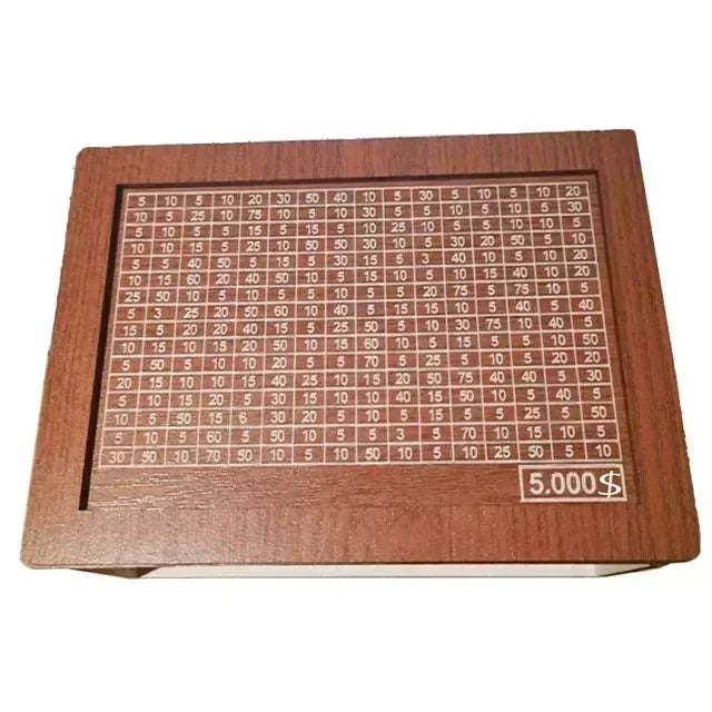 Wooden Money Box with Incremental Saving Goals