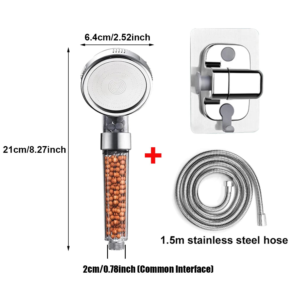 High-Pressure Ionic Filtered Shower Head with Mineral Beads