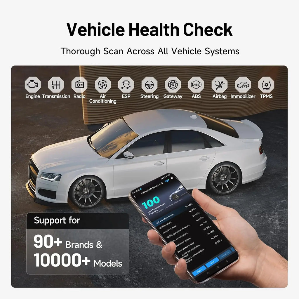 TOPDON CarPal Bluetooth OBD2 Scanner - Full System Diagnostic Tool for iOS & Android - Car Health & Smog Check