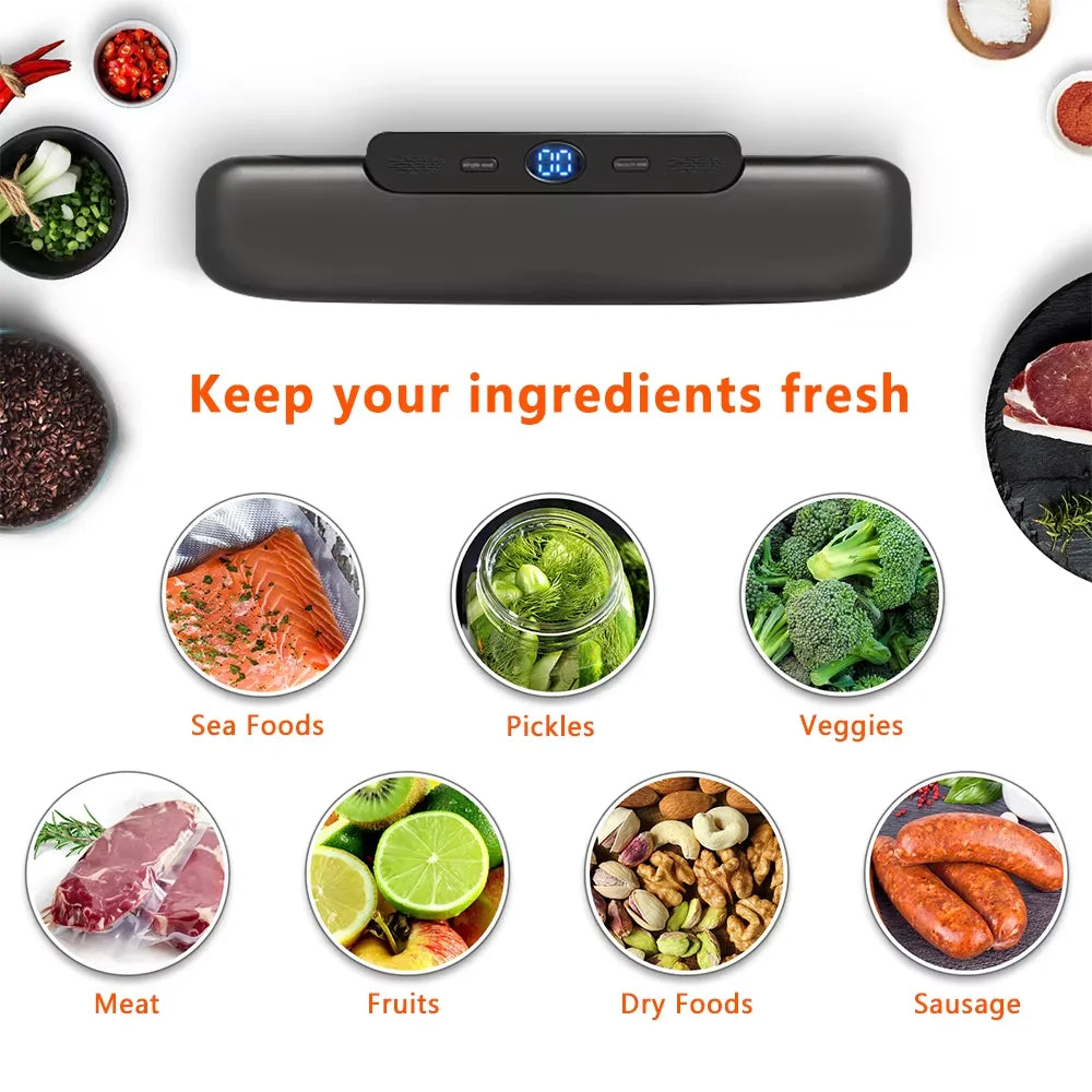 Compact Vacuum Sealer Machine - 60kPa Powerful Food Saver