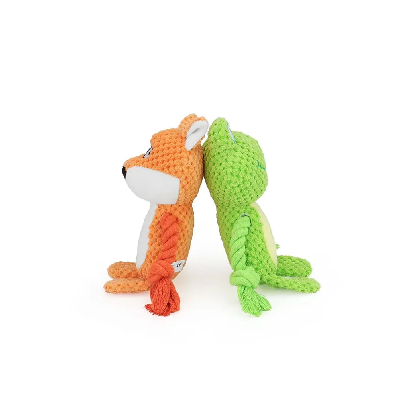 Cute Squeaky Plush Dog Toy with Durable Chew Ropes