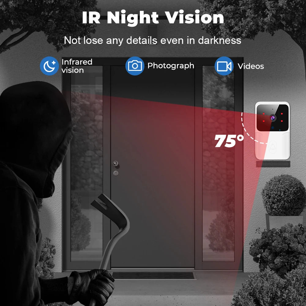 Wireless WiFi Video Doorbell - HD Smart Home Security Camera with Two-Way Audio, Night Vision & Voice Changer