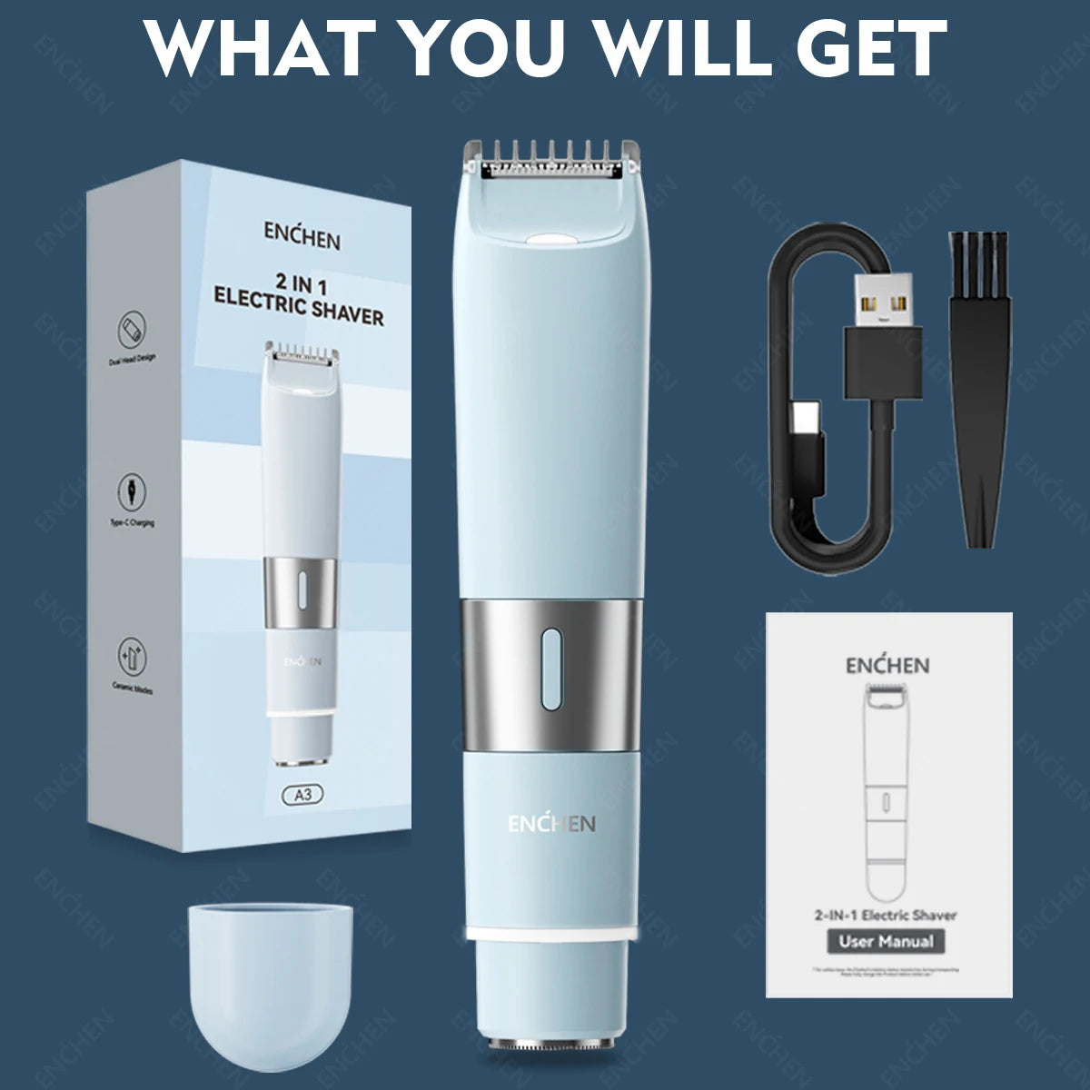 Professional Electric Body Trimmer - Portable 2-in-1 Shaver for Facial & Body Hair