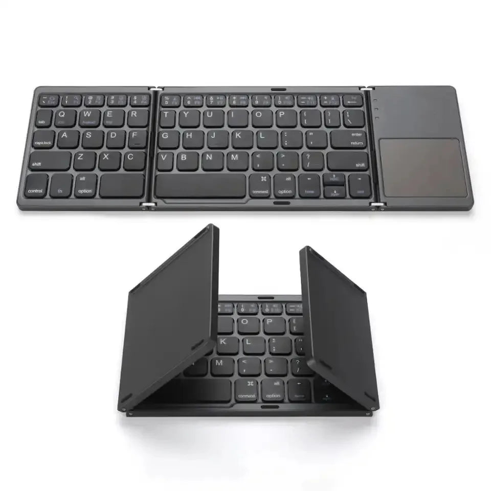 Ultra-Thin Foldable Bluetooth Keyboard with Touchpad - Portable Wireless Keyboard for iPad, Tablet, & Smartphone