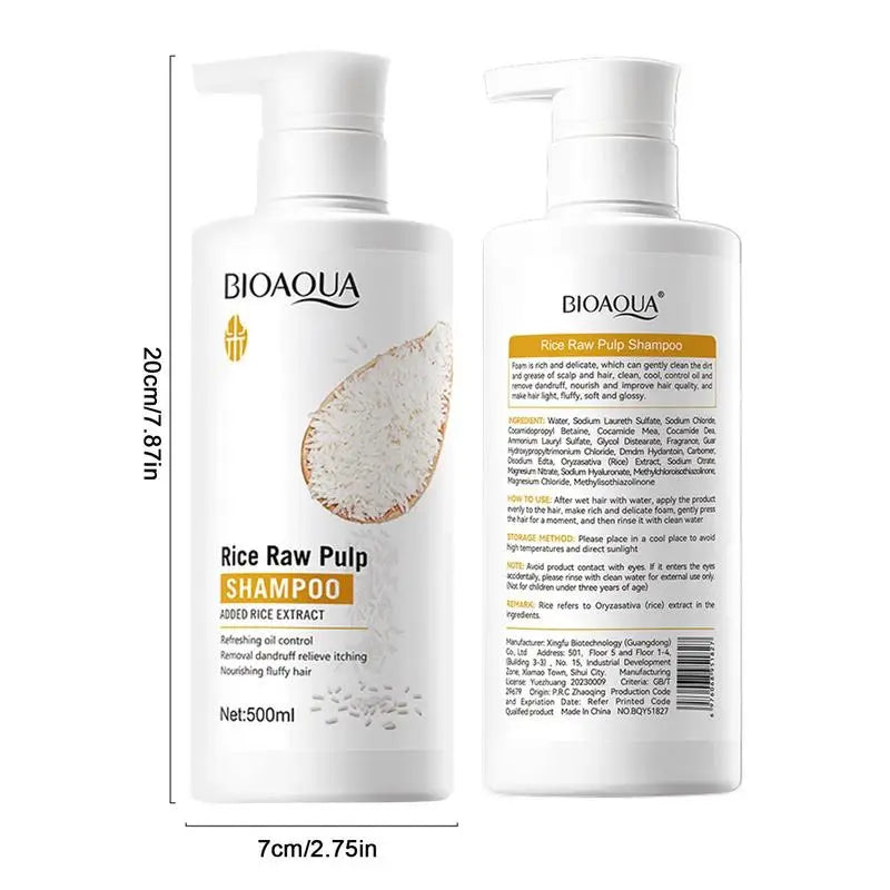 Bioaqua Rice Raw Pulp Shampoo – Strengthening & Moisturizing Formula
