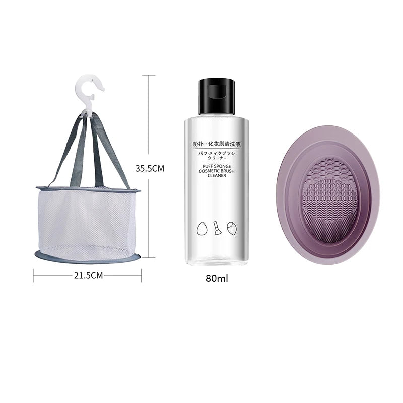 2-in-1 Makeup Brush Cleaner Bowl & Air-Drying Net Set