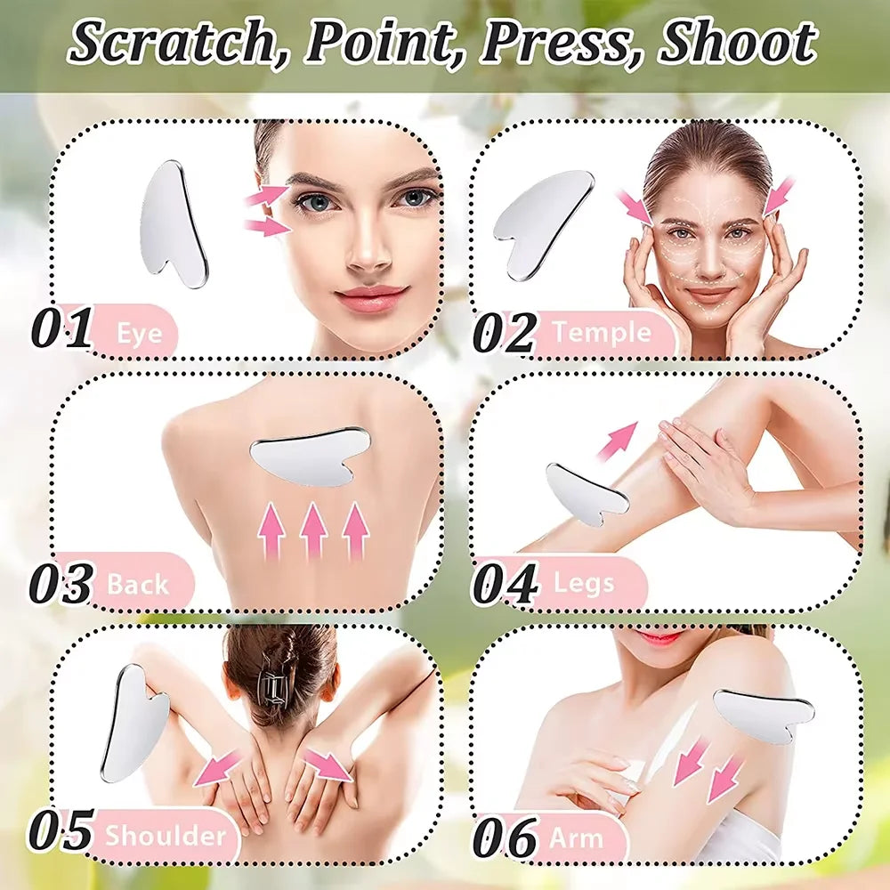 Stainless Steel Gua Sha – Professional Facial Massager & Lifting Tool