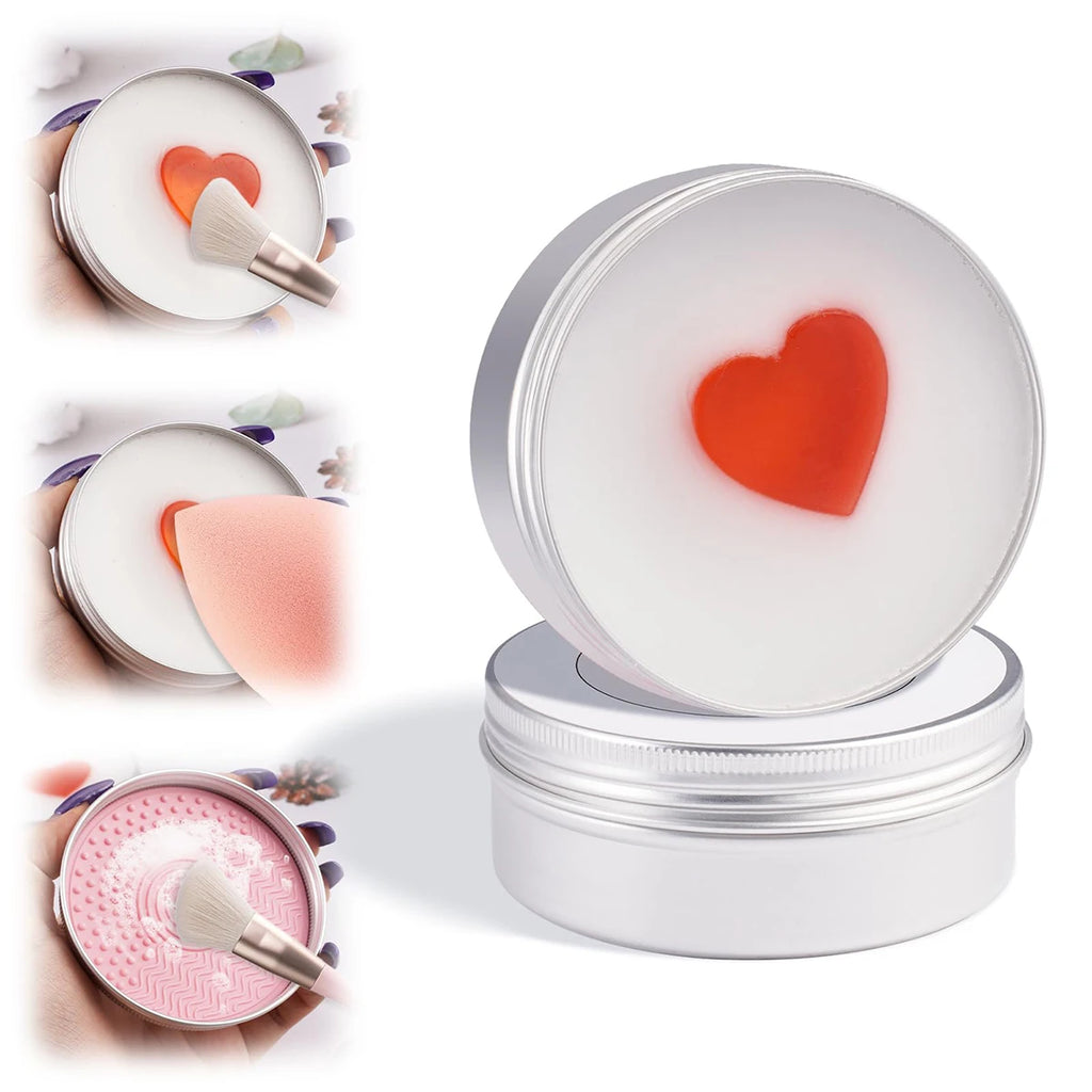 Solid Makeup Brush Cleaner Soap with Silicone Scrubbing Mat