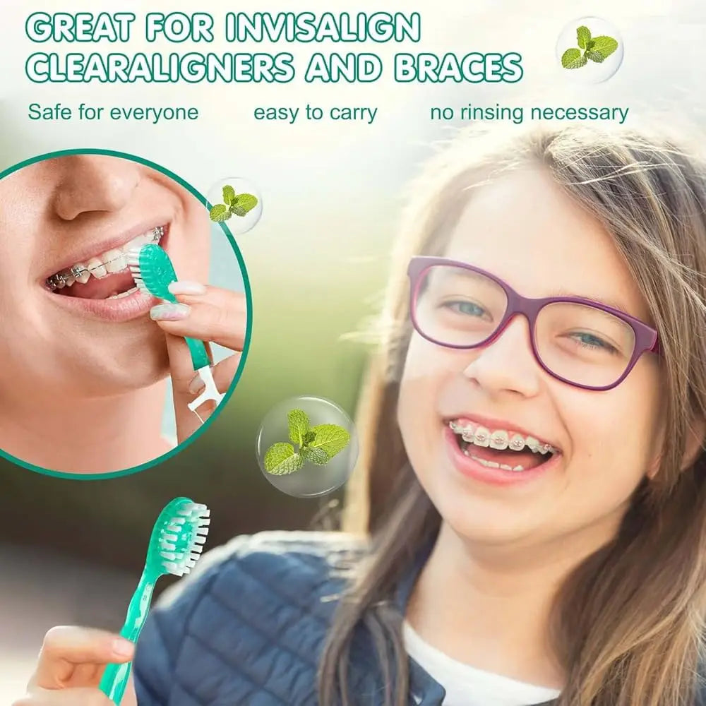 12-Pcs Mini Disposable Travel Toothbrushes with Built-in Gel Bead