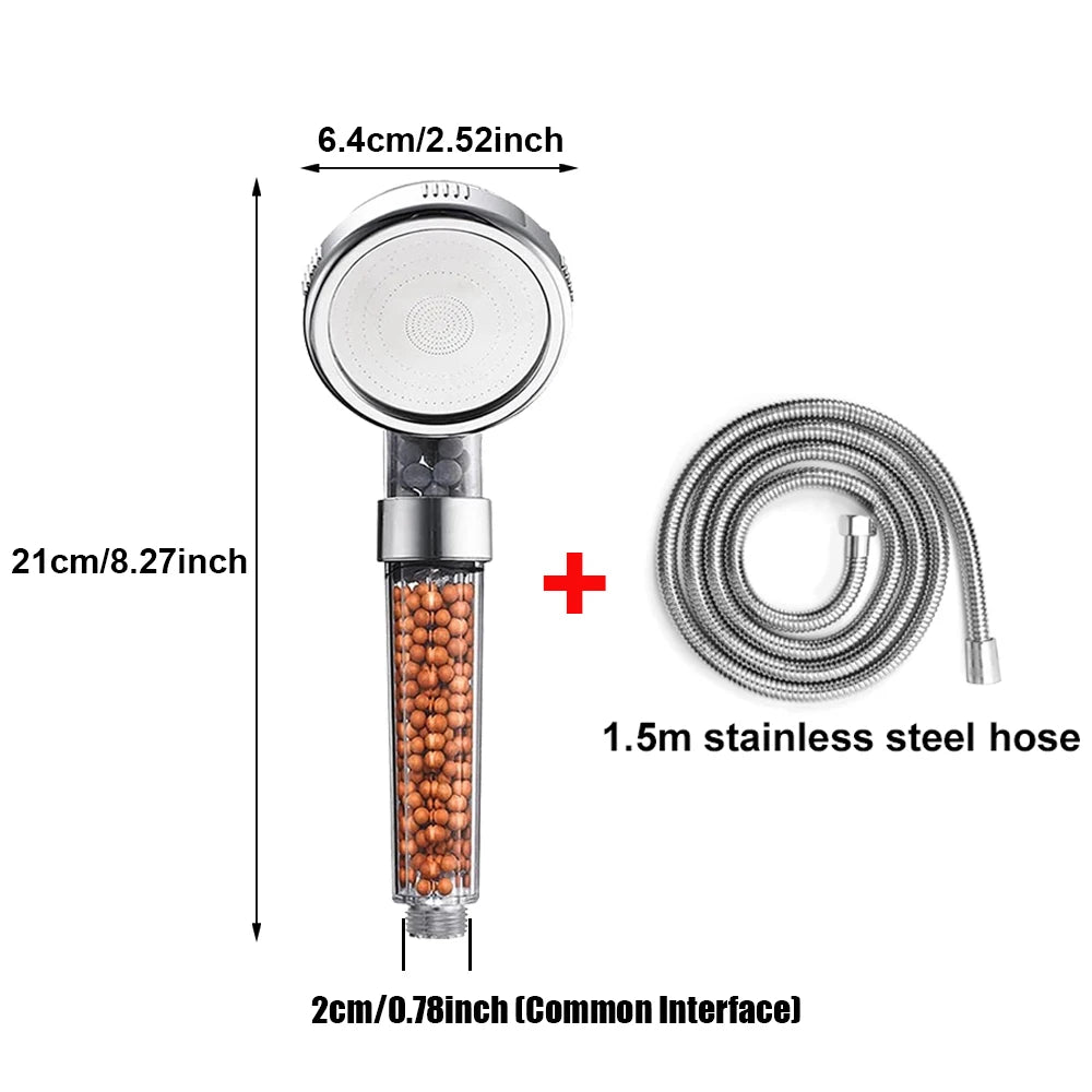 High-Pressure Ionic Filtered Shower Head with Mineral Beads