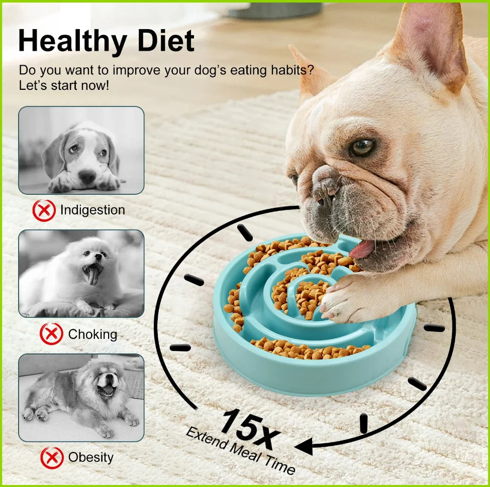 Non-Slip Slow Feeder Dog Bowl for Small to Large Breeds