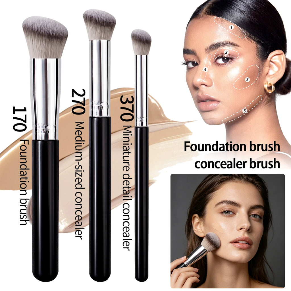 Premium Foundation & Concealer Brush Set - Flawless Blending Trio