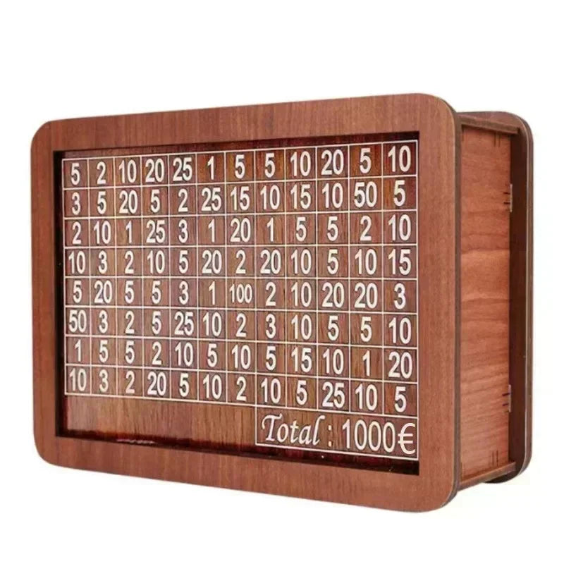 Wooden Money Box with Incremental Saving Goals