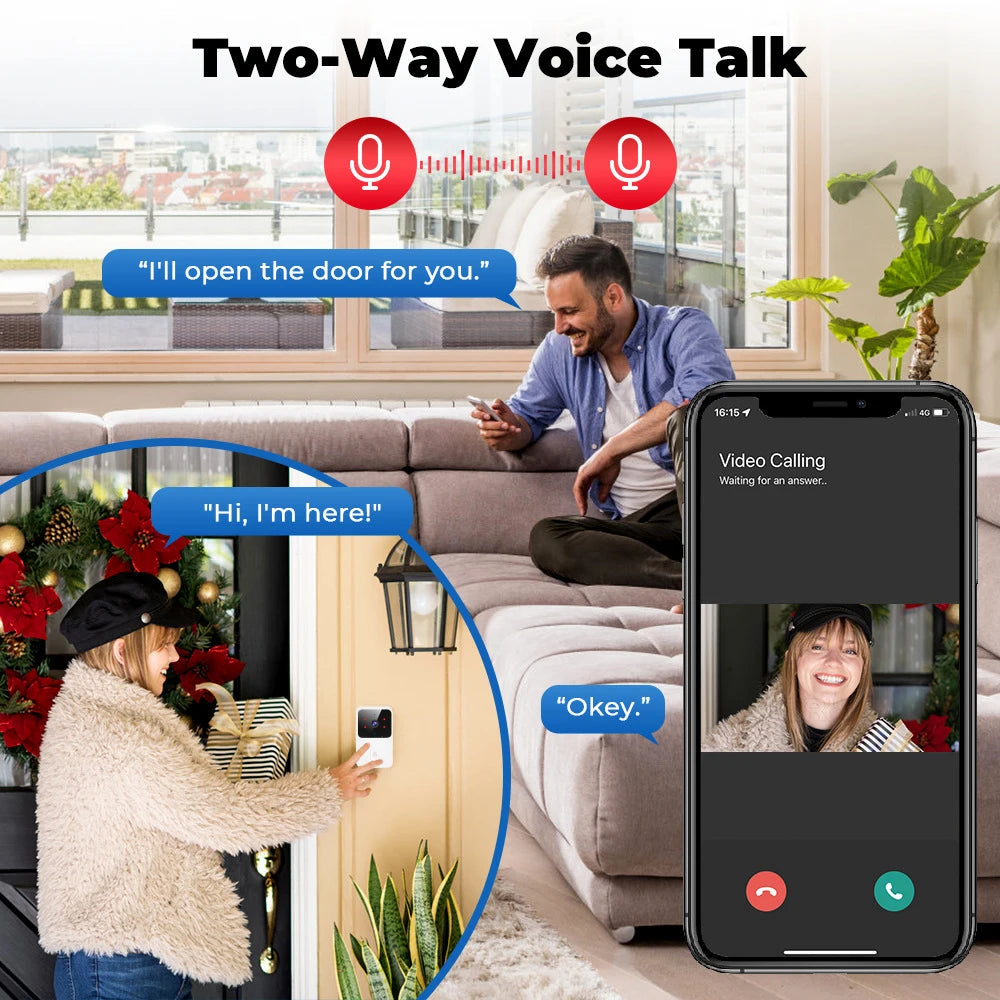 Wireless WiFi Video Doorbell - HD Smart Home Security Camera with Two-Way Audio, Night Vision & Voice Changer