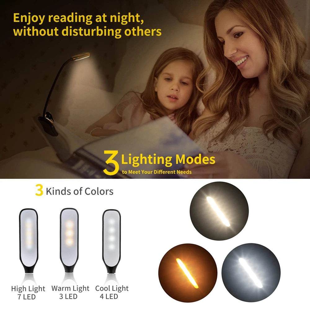 LuminaRead: Rechargeable 3-Mode LED Book Light