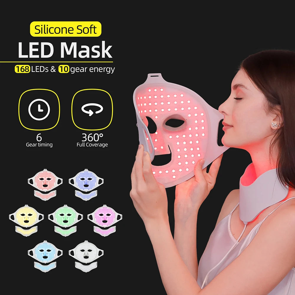Professional 3D Silicone LED Mask - Red Light Therapy for Face and Neck (Wireless & Rechargeable)