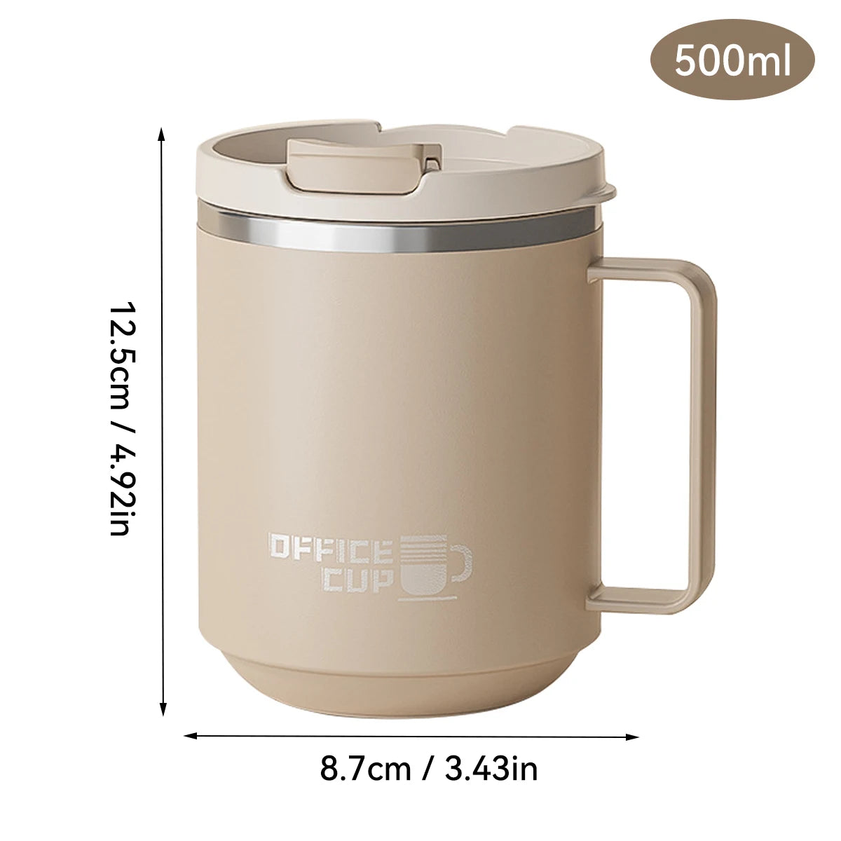 WORTHBUY Insulated Stainless Steel Coffee Mug with Handle (500ml)