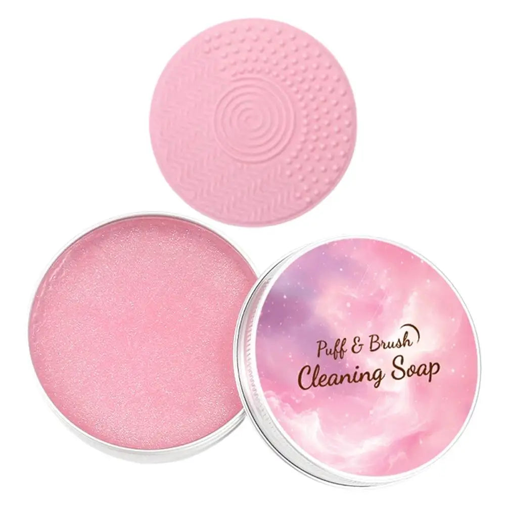 Solid Makeup Brush Cleaner Soap with Silicone Scrubbing Mat