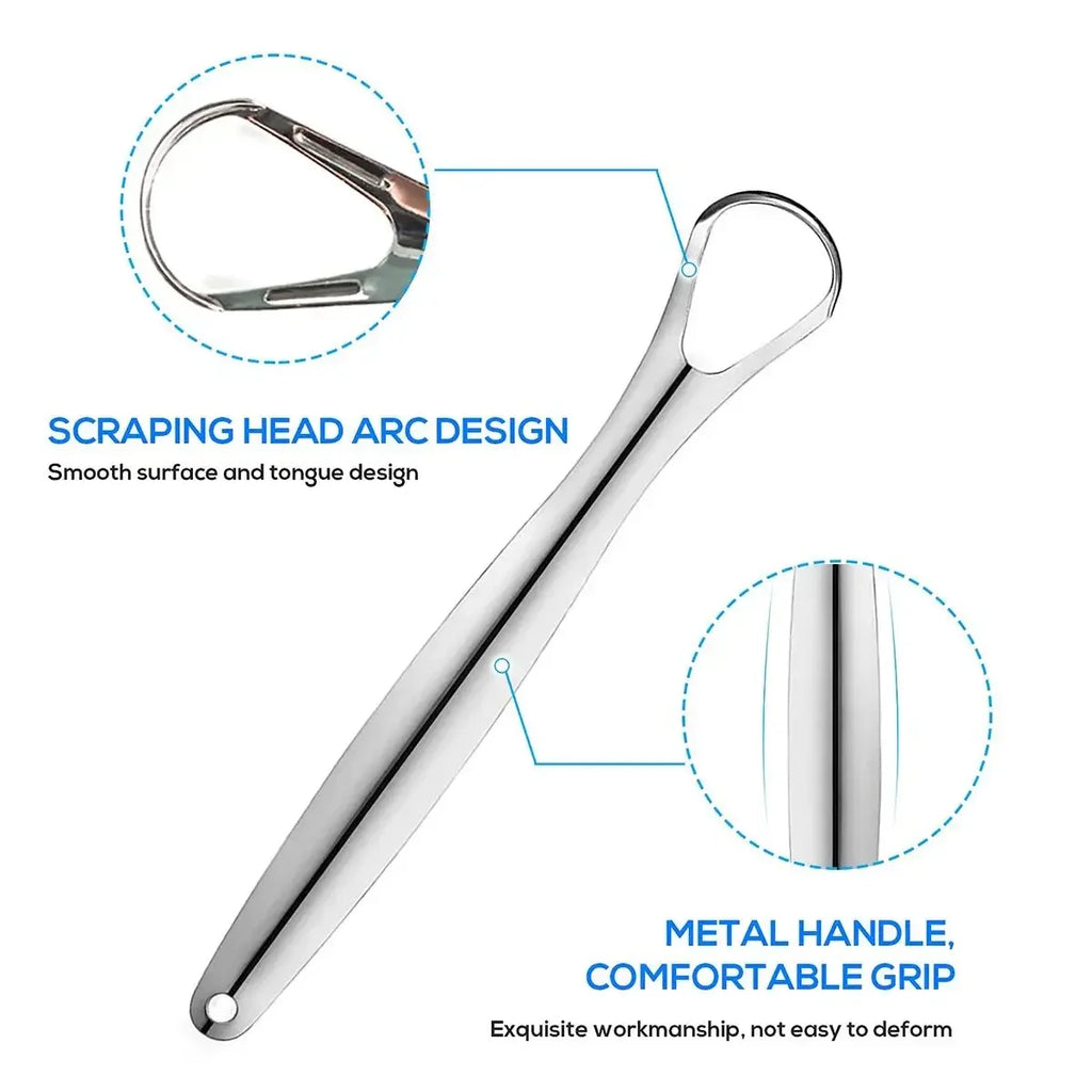 Stainless Steel Tongue Scraper Set - Fresh Breath Oral Care Kit