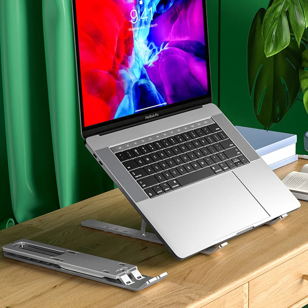 Aluminum alloy material, convenient and adjustable laptop stand, lightweight and foldable design, easy to install