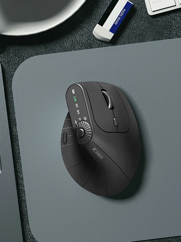 Rechargeable Vertical Ergonomic Mouse - Dual Mode Bluetooth & 2.4GHz Wireless Mouse for Mac, Windows & Laptop